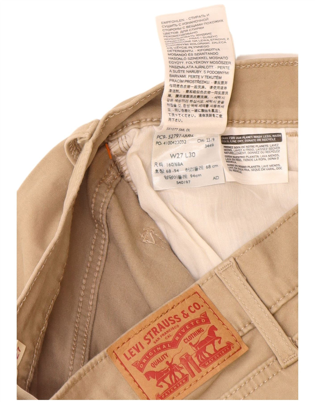 Calça feminina casual super skinny de cintura alta 720 da Levi's W27 L30 bege