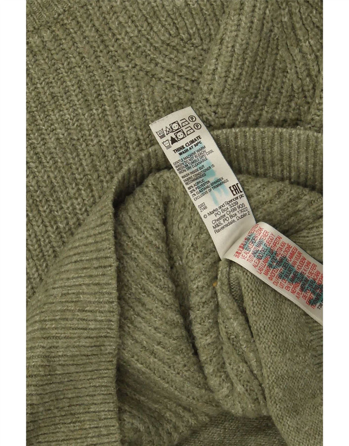 Suéter feminino Marks & Spencer com gola canoa Reino Unido 10 pequeno cáqui