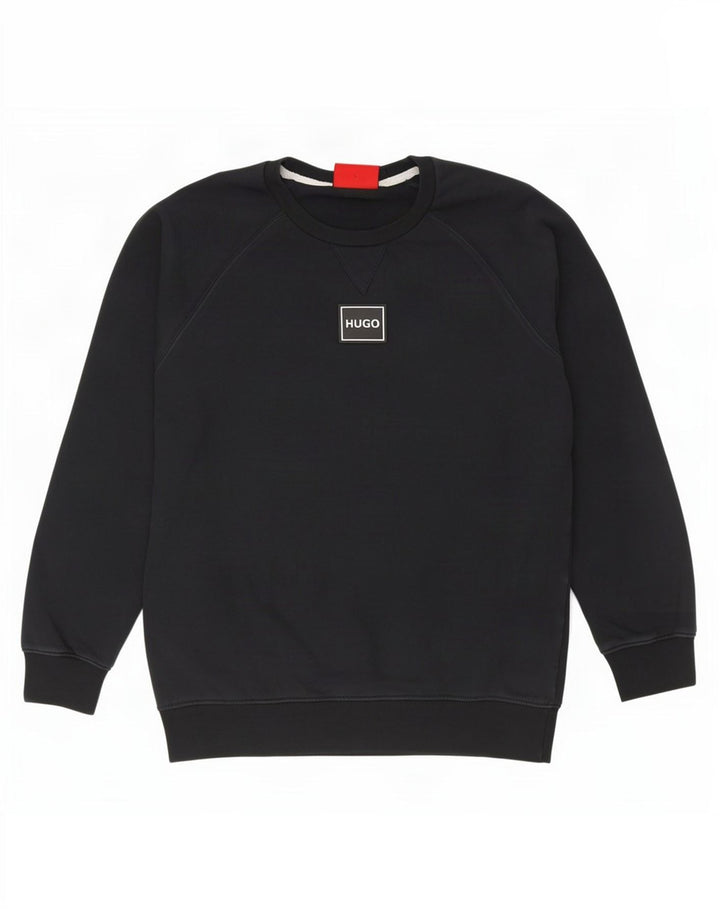 Hugo Boss moletom masculino jumper grande algodão azul marinho