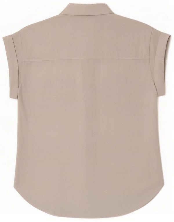 Massimo Dutti Blusa feminina de manga curta oversized UK 14 Azul Médio
