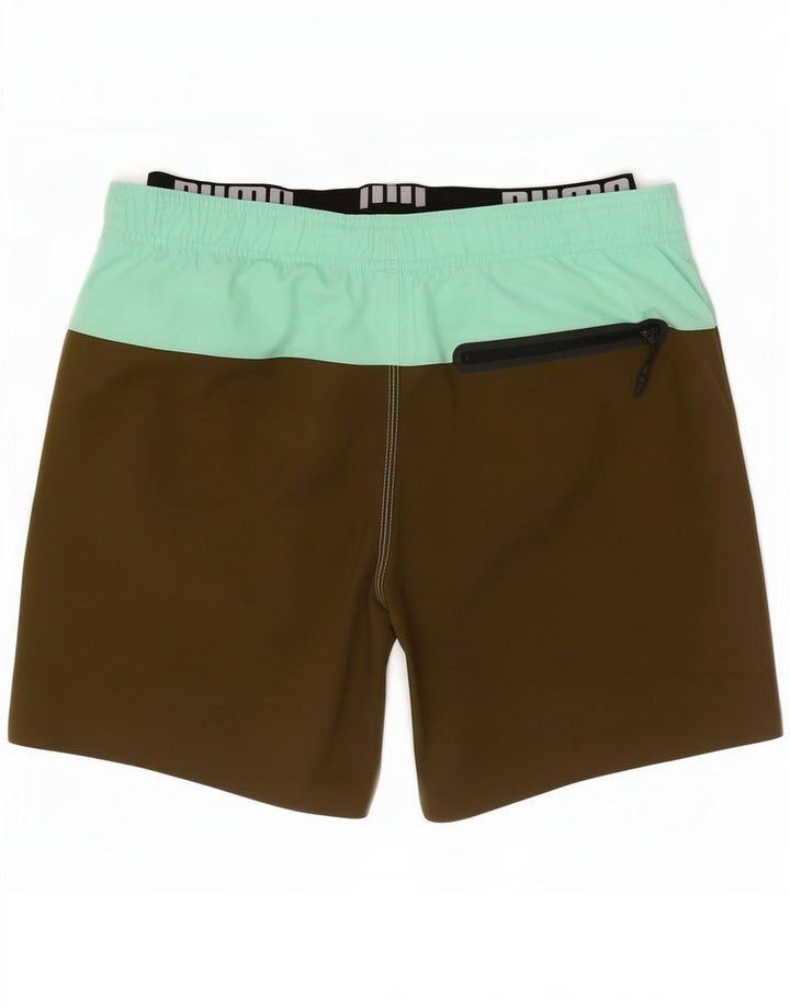Shorts de natação masculinos Puma XS Khaki Colourblock poliéster