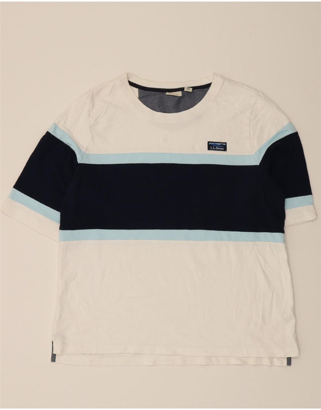 L.L.BEAN Mens T-Shirt Top XL White Colourblock Cotton Vintage L.L.Bean and Second-Hand L.L.Bean from Messina Hembry 