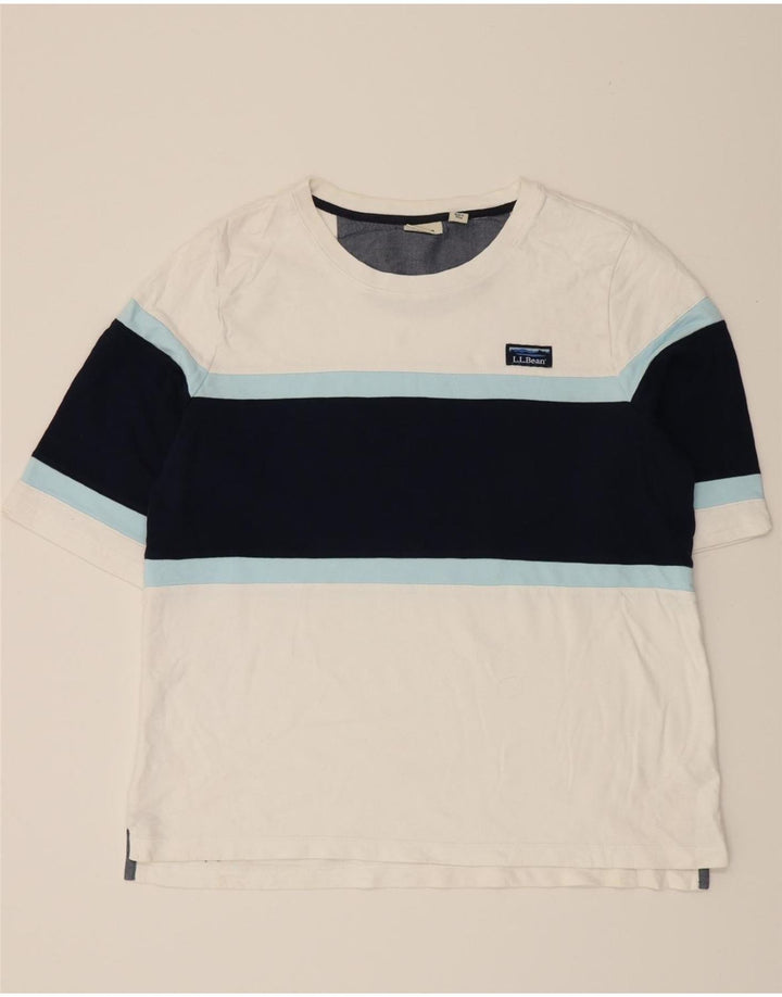 L.L.BEAN Mens T-Shirt Top XL White Colourblock Cotton Vintage L.L.Bean and Second-Hand L.L.Bean from Messina Hembry 