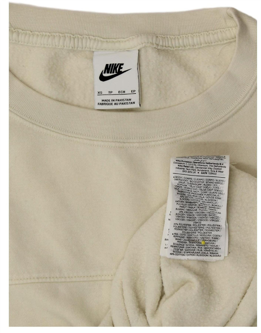 NIKE Womens Crop Oversized Sweatshirt Jumper UK 6 XS Bege Algodão