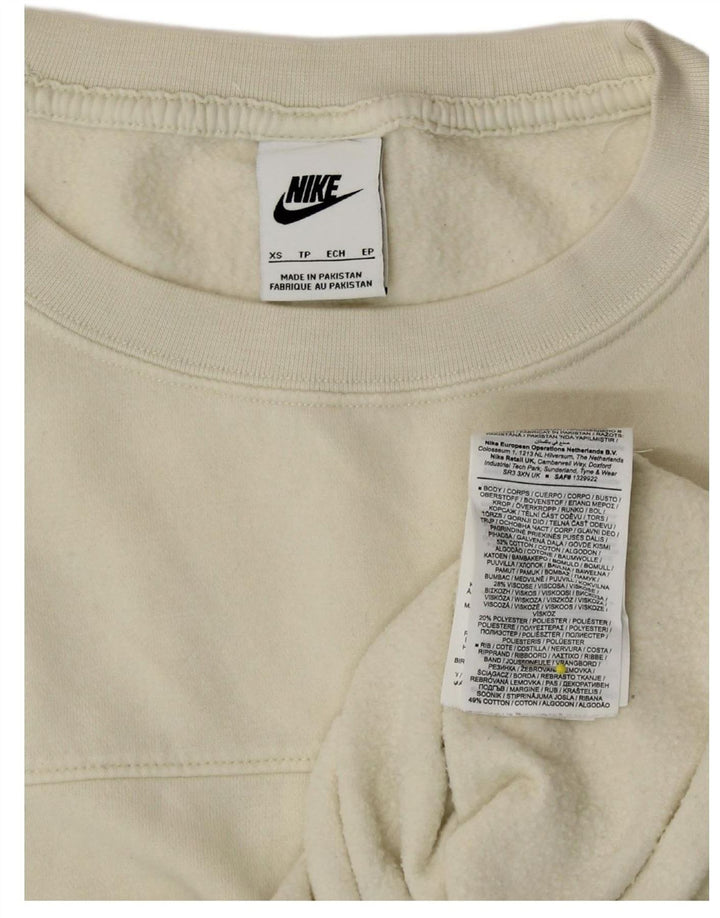 NIKE Womens Crop Oversized Sweatshirt Jumper UK 6 XS Bege Algodão
