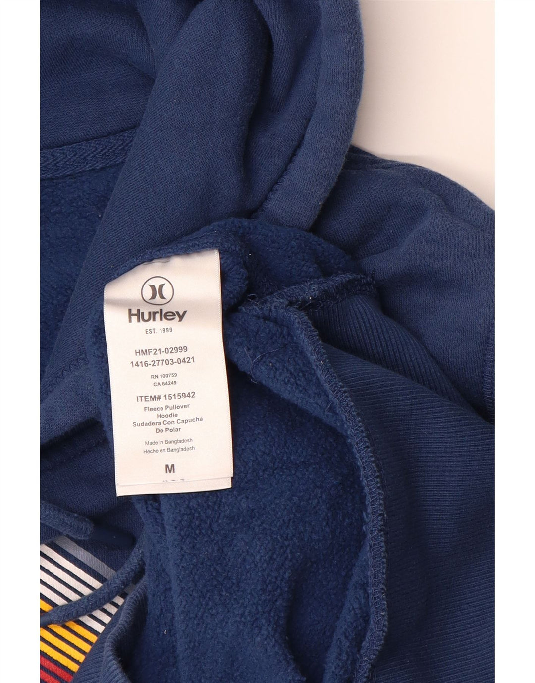 HURLEY Mens Graphic Hoodie Jumper Medium Navy Blue Cotton Vintage Hurley and Second-Hand Hurley from Messina Hembry 