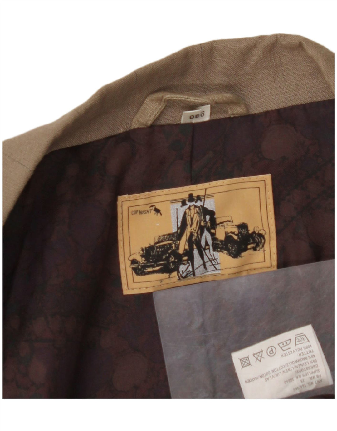 Jaqueta blazer masculina VINTAGE com peito duplo EU 56 3XL linho marrom