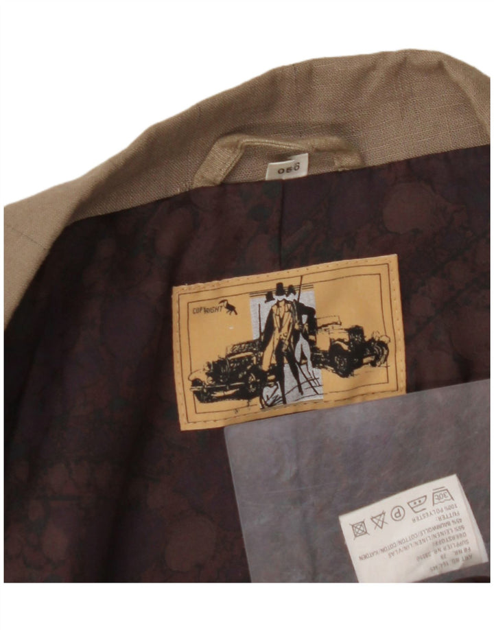 Jaqueta blazer masculina VINTAGE com peito duplo EU 56 3XL linho marrom