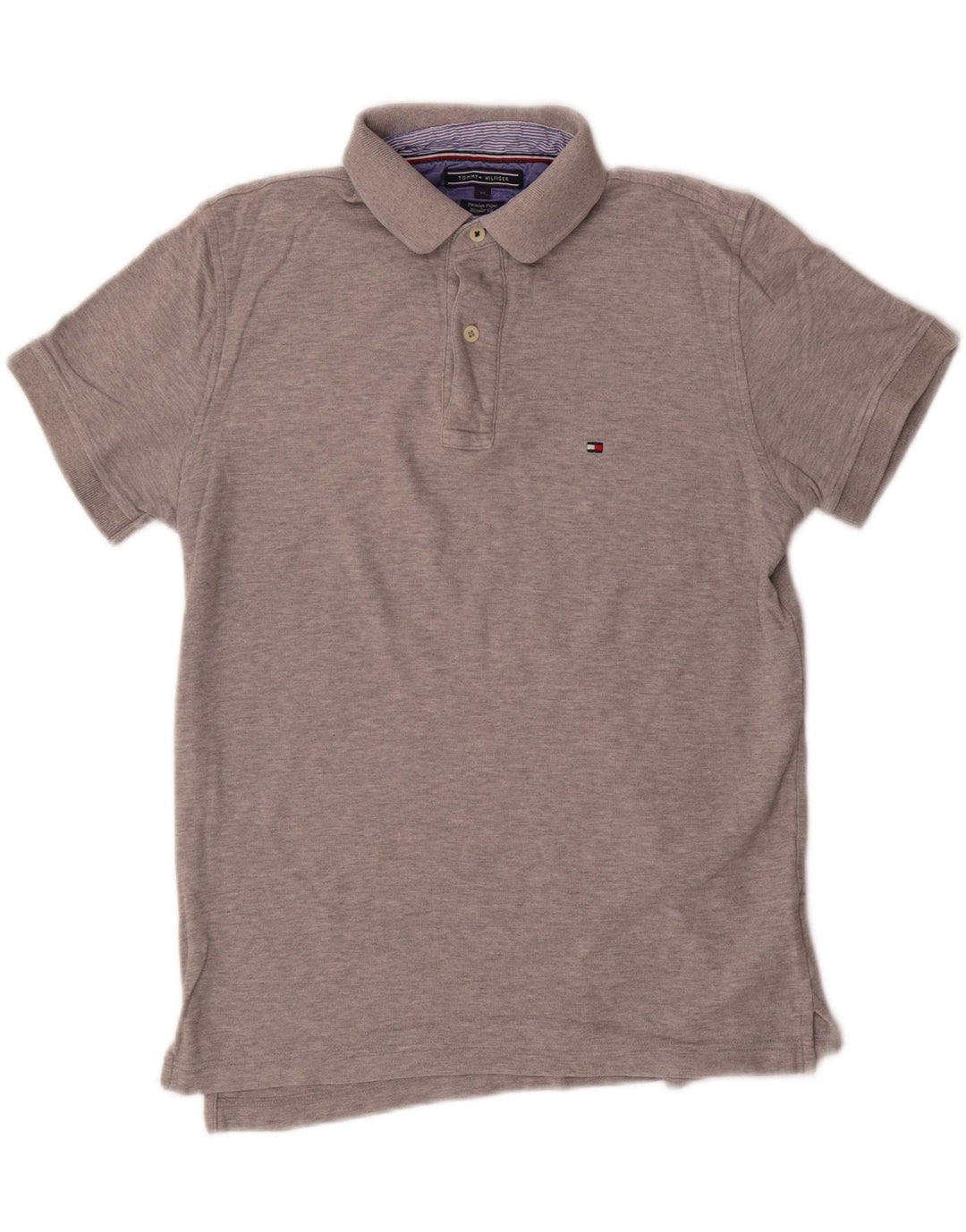 Camisa polo masculina TOMMY HILFIGER regular fit algodão cinza médio