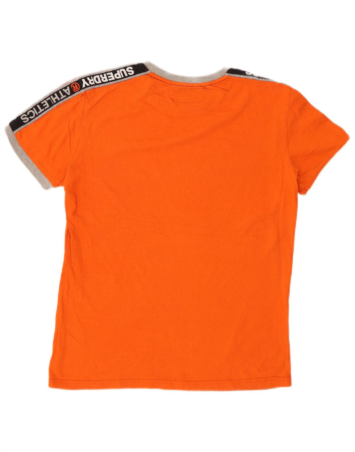 Camiseta masculina gráfica SUPERDRY Top médio laranja colorblock algodão