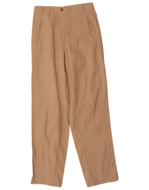 Calça feminina vintage reta de veludo IT 44 médio W26 L32 bege