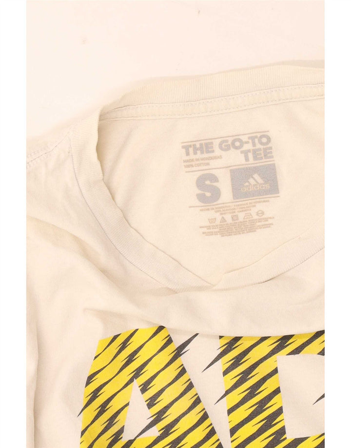 Adidas Mens Graphic T-Shirt Top Pequeno Algodão Branco