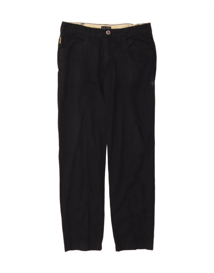 ARMANI Womens Straight Casual Trousers W33 L30 Navy Blue Cotton Vintage Armani and Second-Hand Armani from Messina Hembry 