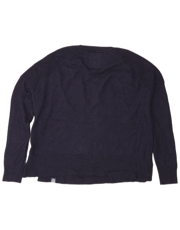 Superdry Womens Boat Neck Jumper Sweater UK 16 Large Navy Blue Wool
