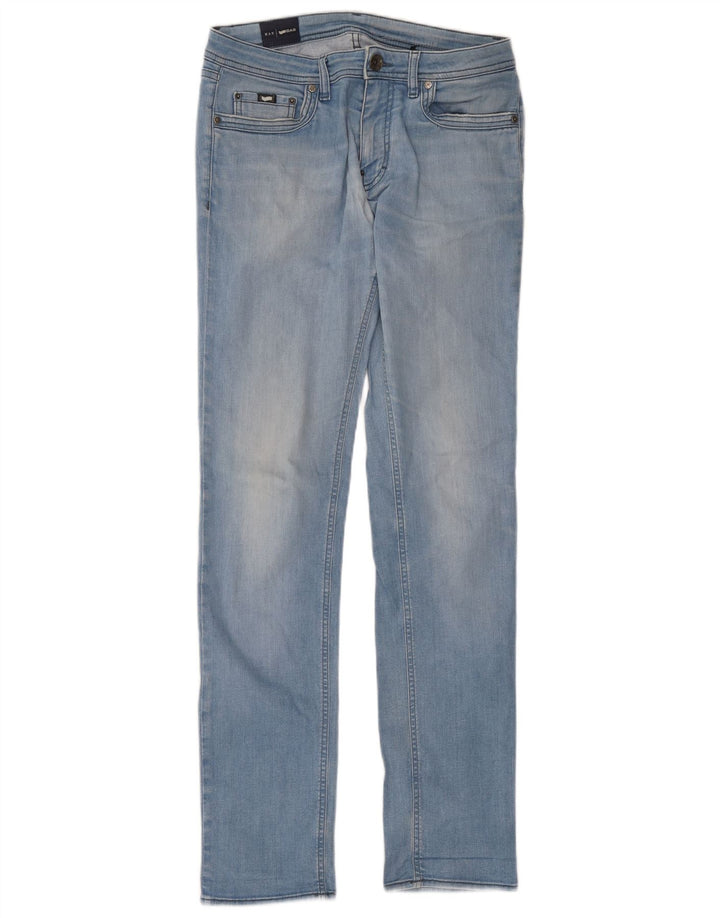 Gas Mens Slim Jeans W32 L34 Azul Algodão