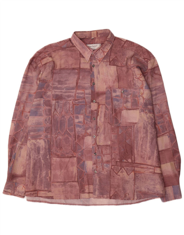 Camisa masculina Jean chatel tamanho 45/46 XL Borgonha Patchwork