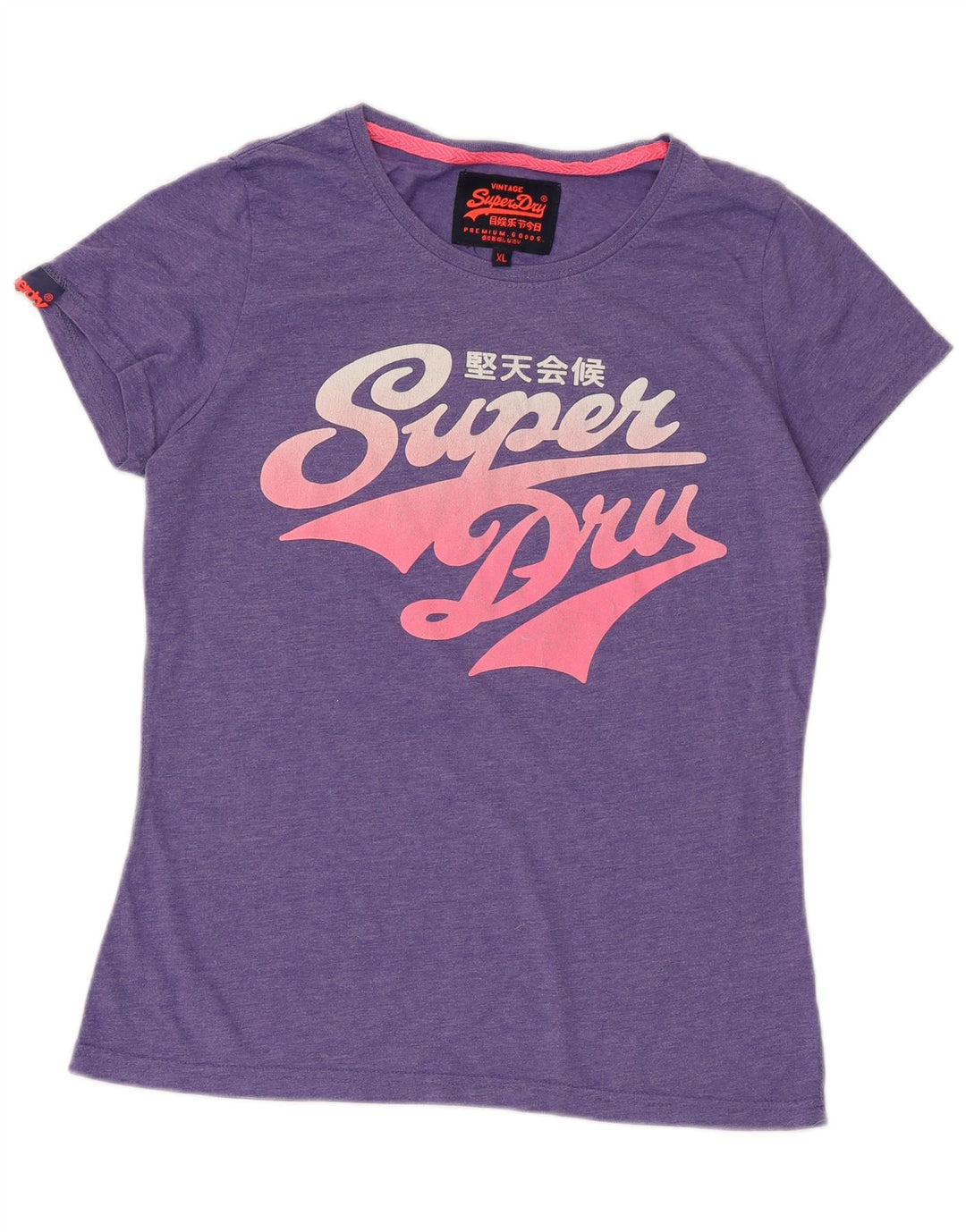 Camiseta feminina SUPERDRY com estampa gráfica UK 18 XL algodão roxo