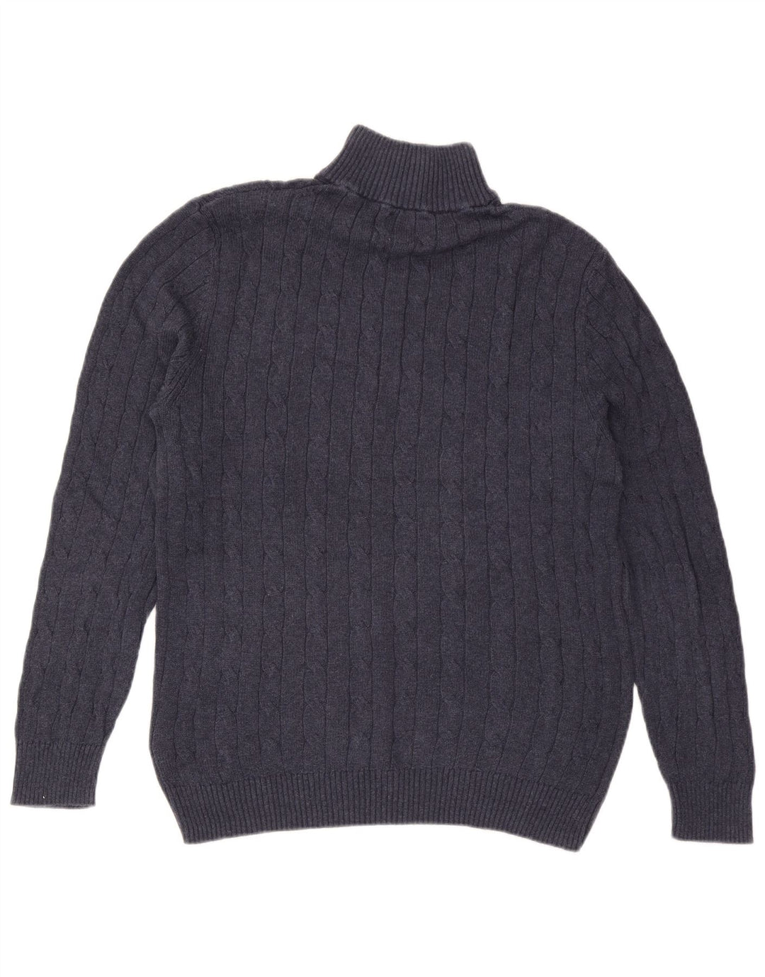 Suéter masculino branco com zíper e gola em algodão azul marinho médio
