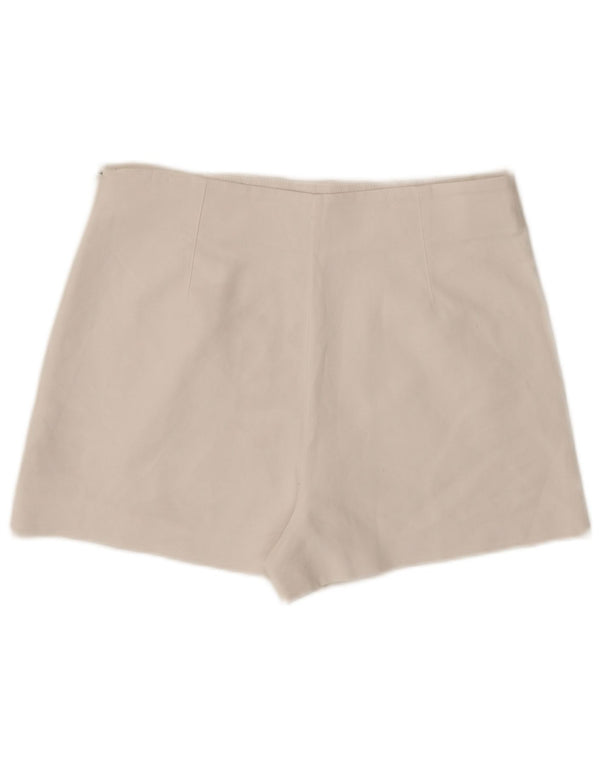 Zara Womens High Waist Hot Pants XL W32 White Cotton