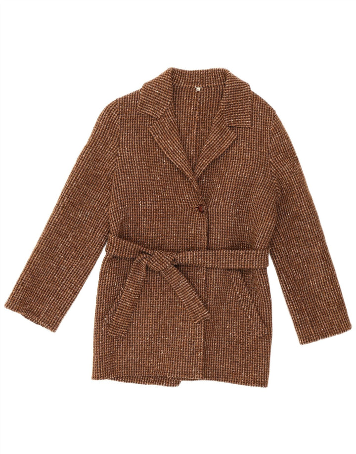 Jaqueta blazer feminina vintage com 1 botão IT 44 marrom médio manchado