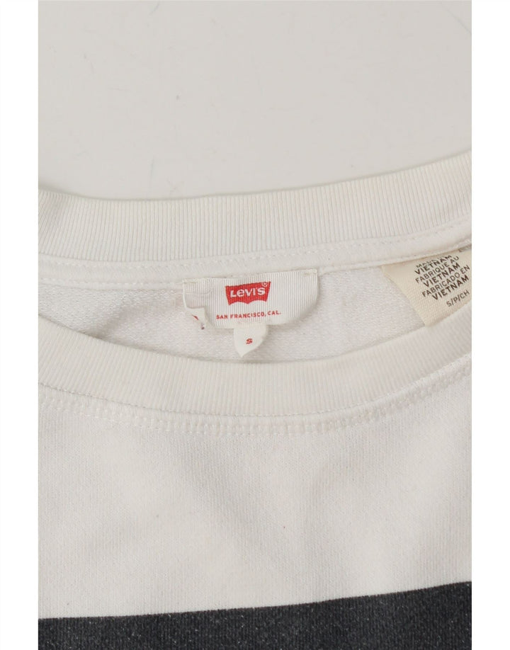 LEVI'S Womens Graphic Sweatshirt Jumper UK 10 Small White Cotton