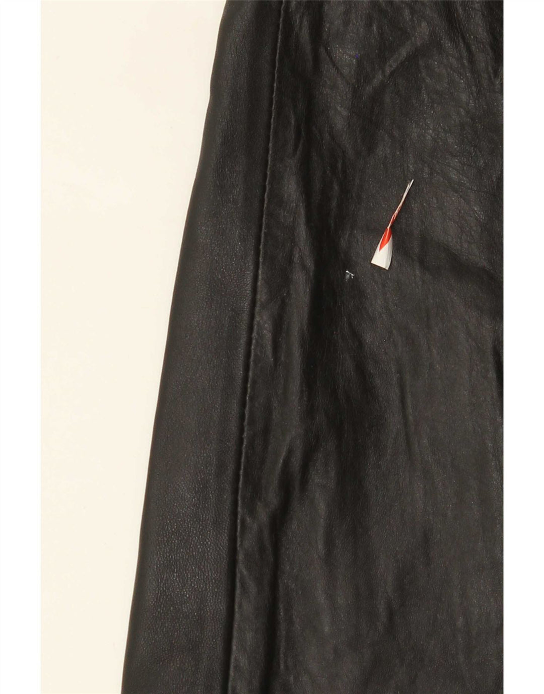 Saia de couro feminina vintage W28 média preta