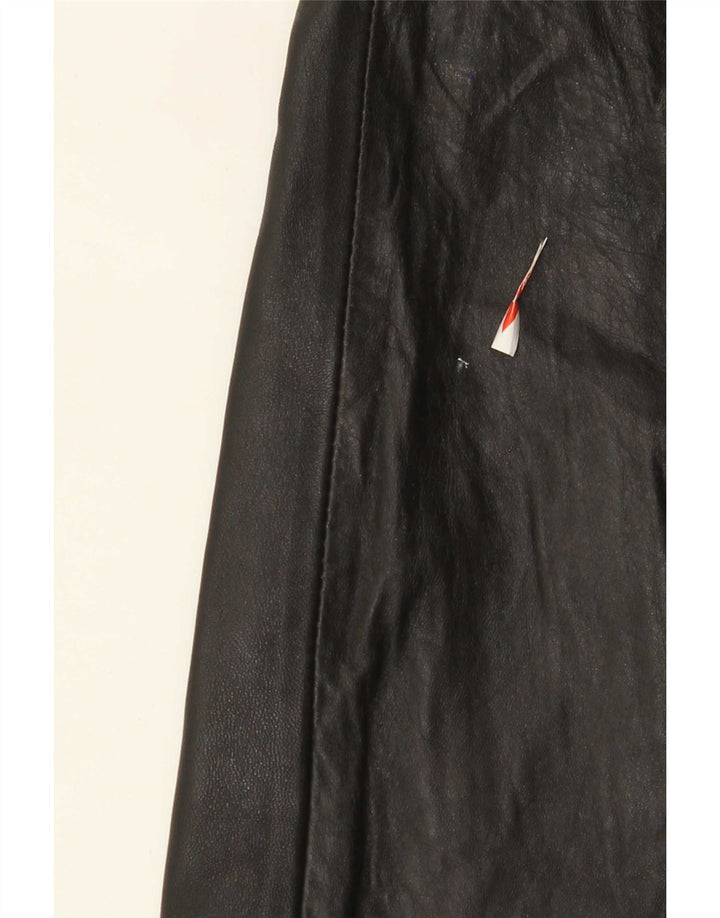 Saia de couro feminina vintage W28 média preta