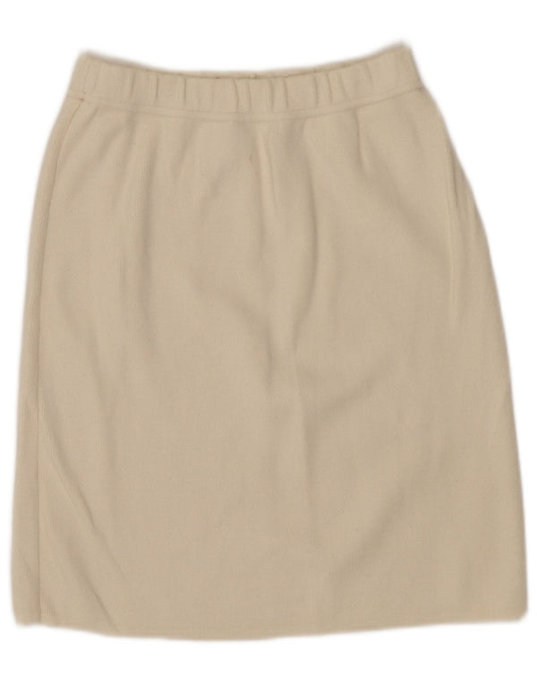 Saia reta feminina VINTAGE UK 6 XS W24 algodão branco