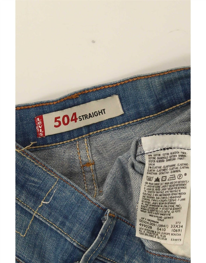 Levi's Masculino 504 Straight Jeans W33 L34 Azul Algodão