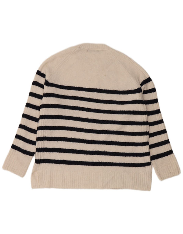 Suéter feminino Marks & Spencer com gola redonda UK 14 médio off white