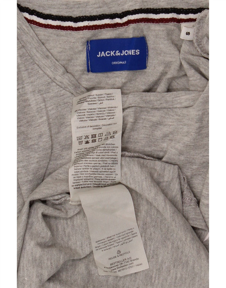 Camiseta masculina gráfica Jack & Jones Top pequeno algodão cinza