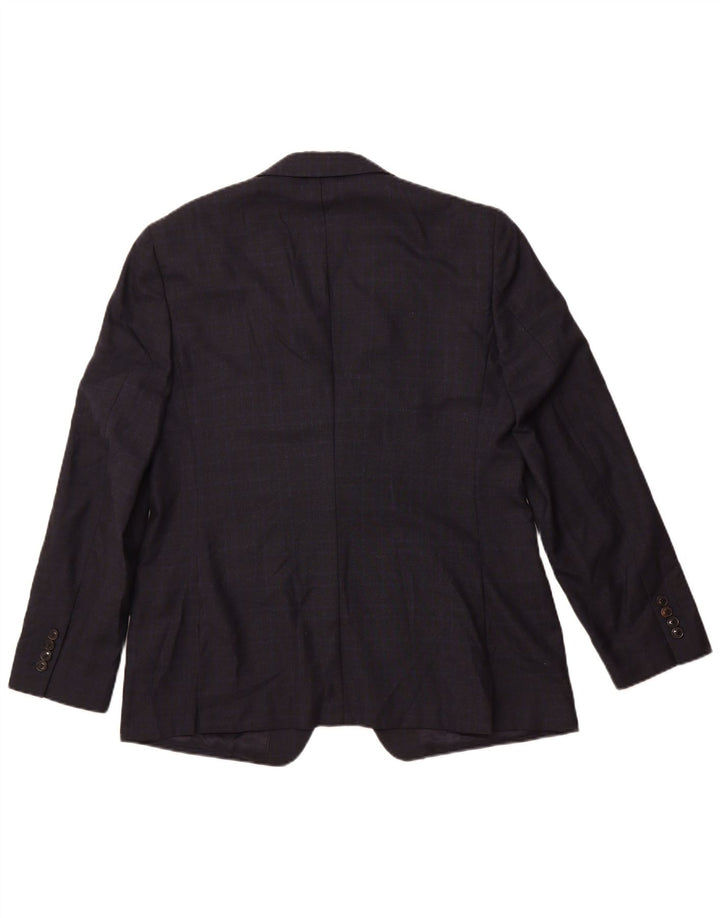 Jaqueta blazer masculina Reiss com 1 botão Reino Unido 42 XL azul marinho xadrez lã