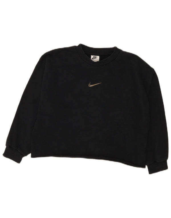 Nike Girls Dri Fit Crop Moletom Jumper 10-11 Anos Médio Algodão Preto