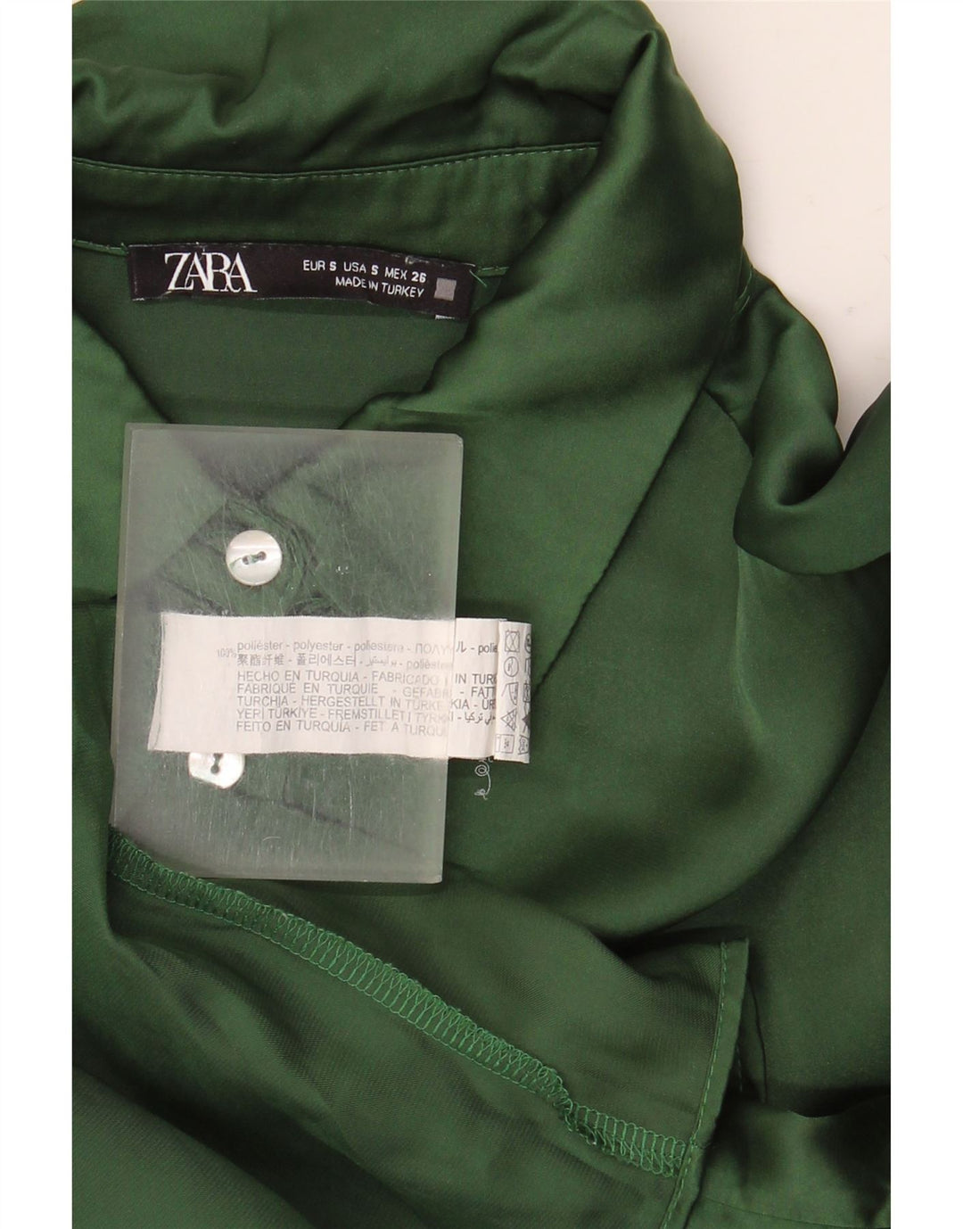 Camisa oversized feminina Zara UK 10 poliéster verde pequeno