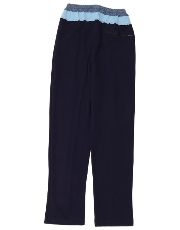 Calça feminina vintage reta casual W26 L28 azul marinho colorblock