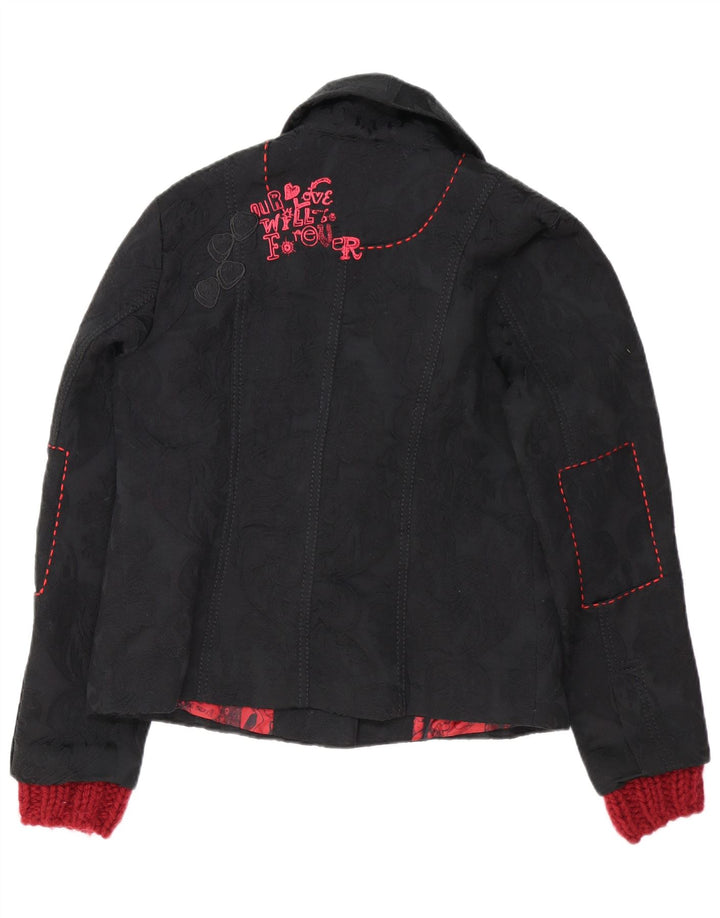 Desigual Jaqueta Blazer Feminina Graphic 3 Botões EU 46 XL Preto Floral