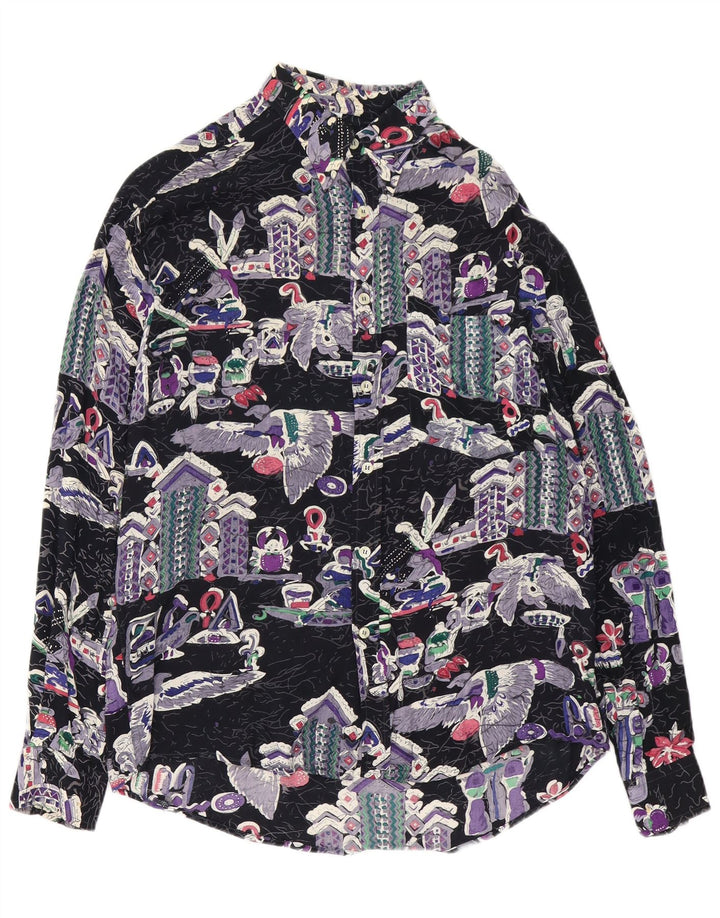 Camisa masculina com estampa abstrata HARRIS de LUCA pequena viscose multicolorida