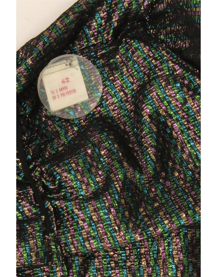 Camisa feminina vintage blusa IT 42 média multicolorida geométrica