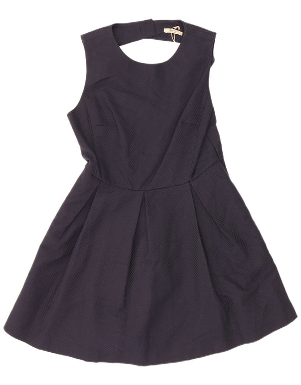 Vestido feminino Jack Wills sem mangas frente única Reino Unido 14 grande azul marinho Chevron