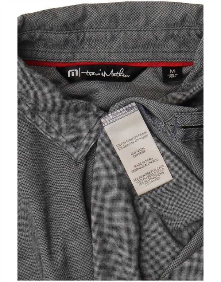 Camisa polo masculina Travis Mathew algodão listrado cinza médio