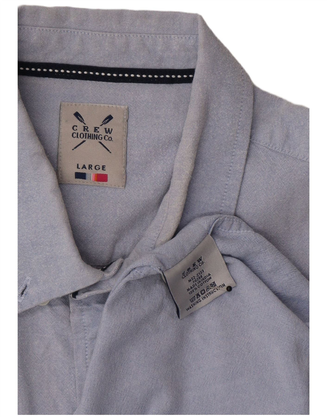 Crew Clothing Camisa masculina grande algodão azul