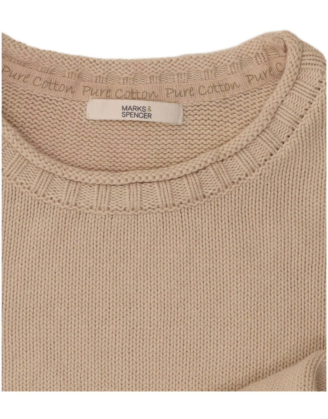 Suéter feminino Marks & Spencer com gola redonda Reino Unido 10 pequeno bege