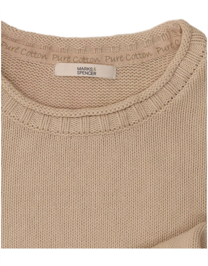 Suéter feminino Marks & Spencer com gola redonda Reino Unido 10 pequeno bege