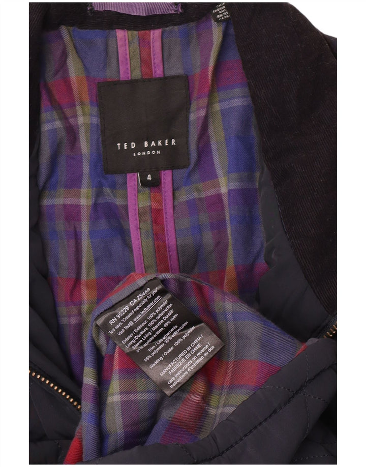 Jaqueta acolchoada masculina Ted Baker tamanho 4 grande poliéster azul marinho