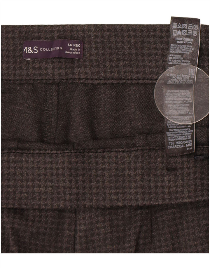Calça feminina Marks & Spencer UK 14 grande W32 L28 cinza houndstooth