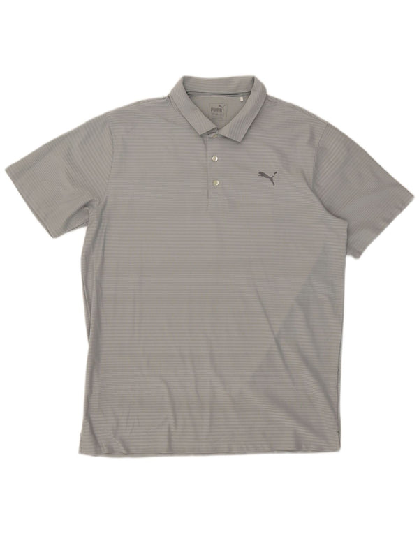 Camisa polo masculina Puma XL cinza risca de giz poliéster