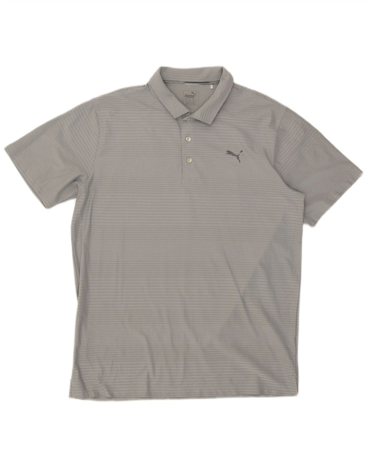 Camisa polo masculina Puma XL cinza risca de giz poliéster