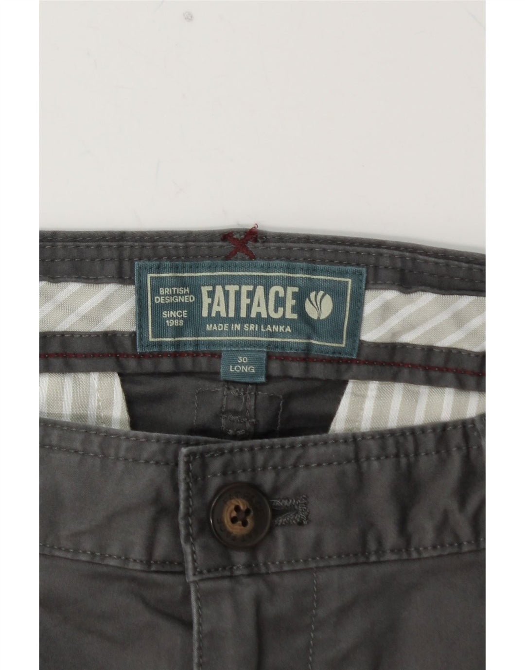 Calça Chino Slim Masculina FAT FACE W30 L32 Algodão Cinza