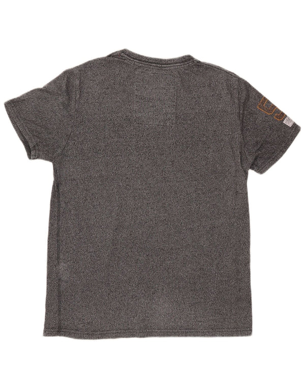SUPERDRY Mens Graphic T-Shirt Top Large Grey Flecked Cotton