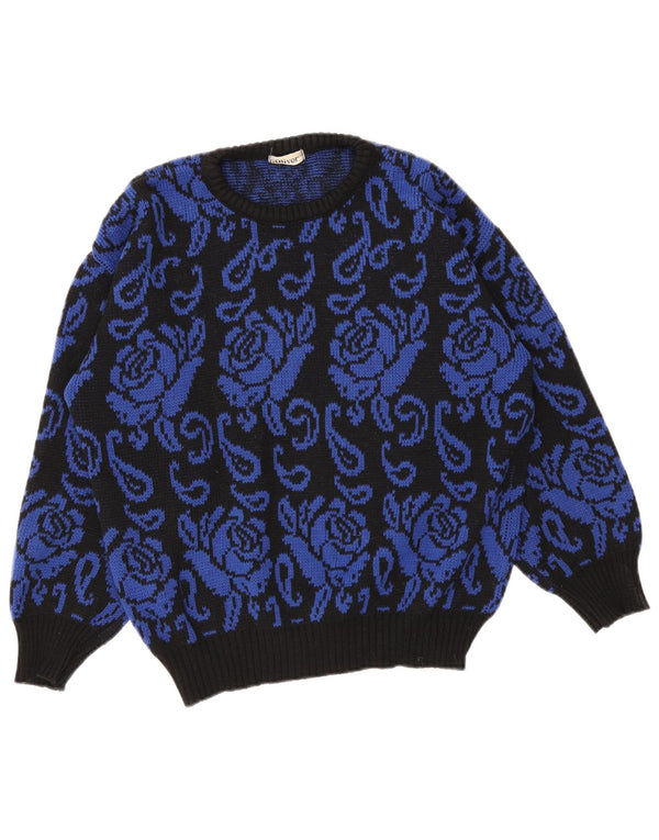 S.Oliver Suéter feminino grande com gola canoa Reino Unido 10 pequeno preto floral